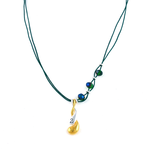 Εικόνα της GREEN CORD HUGGING NECKLACE