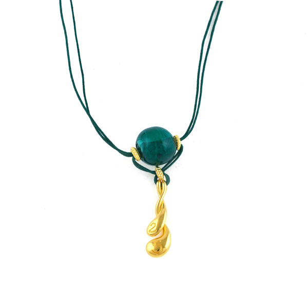 Εικόνα της PETROL CORD HUGGING NECKLACE